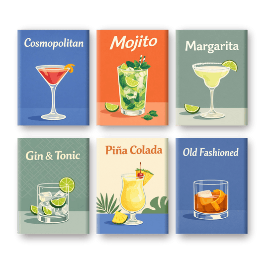 6 Mini Schilderijen | Cocktail Dranken Set- Schilderen op nummers