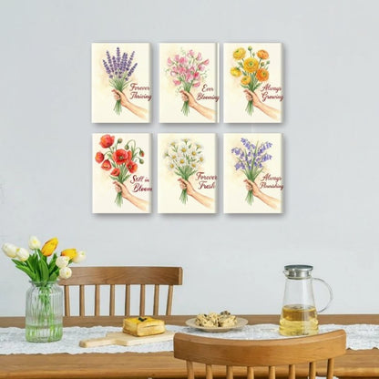 6 Mini Paintings | Bloemen & Citaten Set