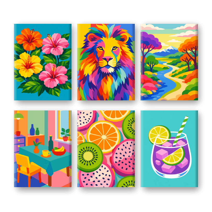 6 Mini Paintings | Kleurexplosie Set- Schilderen op nummers