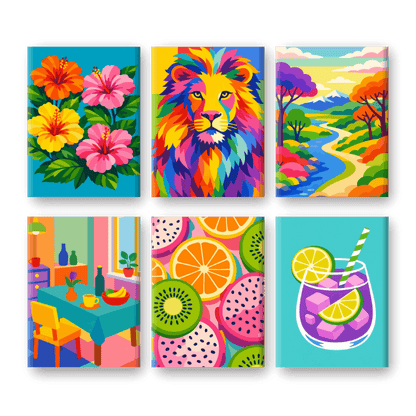 6 Mini Paintings | Kleurexplosie Set- Schilderen op nummers