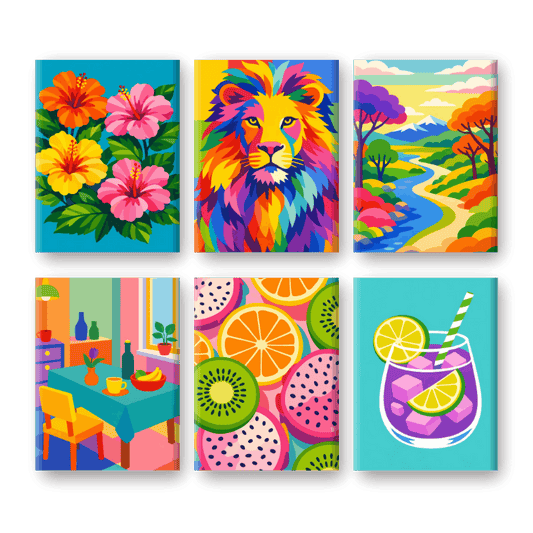 6 Mini Paintings | Kleurexplosie Set- Schilderen op nummers