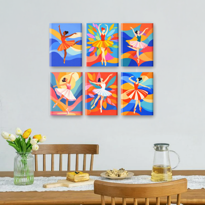 6 Mini Paintings | Kleurrijke Ballerina’s Set