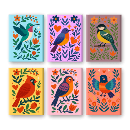 6 Mini Paintings | Kleurrijke Vogels Set