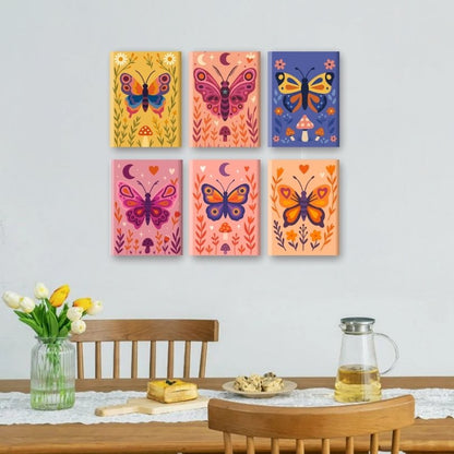 6 Mini Paintings | Kleurrijke Vlinders Set