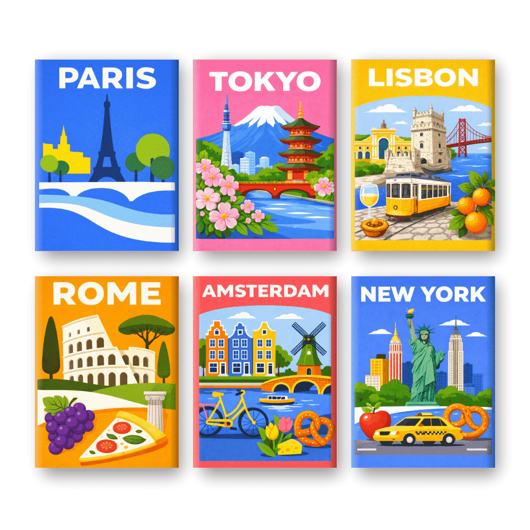 6 Mini Paintings | Kleurrijke Steden Set- Schilderen op nummers