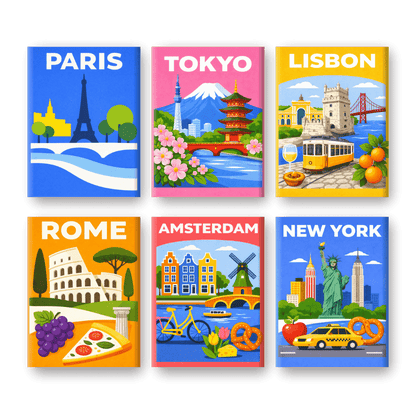 6 Mini Paintings | Kleurrijke Steden Set- Schilderen op nummers