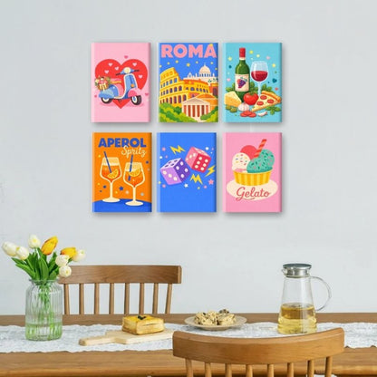 6 Mini Paintings | Kleurrijke Italië Set