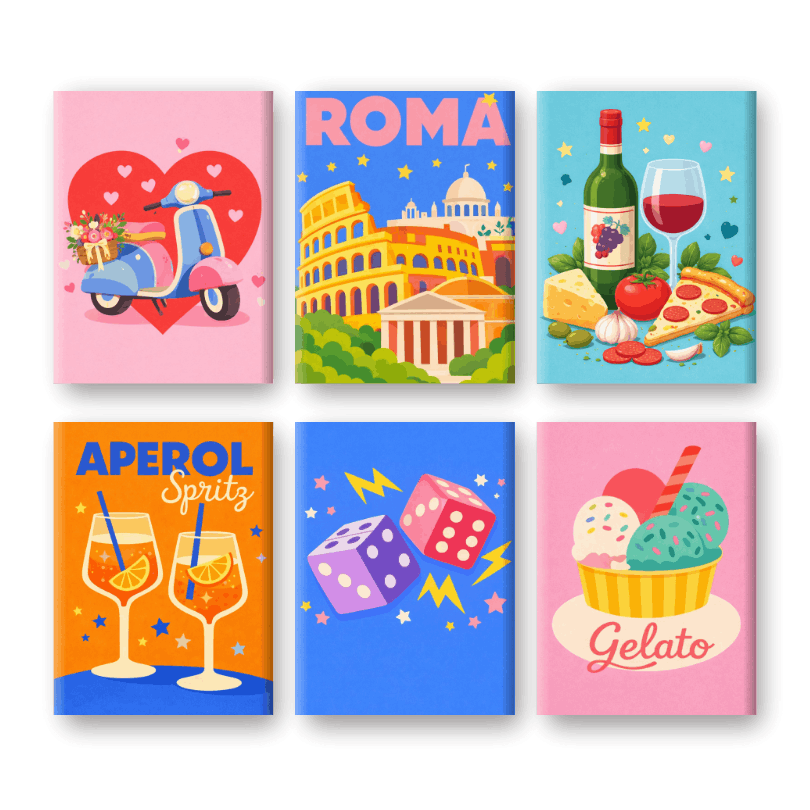 6 Mini Paintings | Kleurrijke Italië Set- Schilderen op nummers