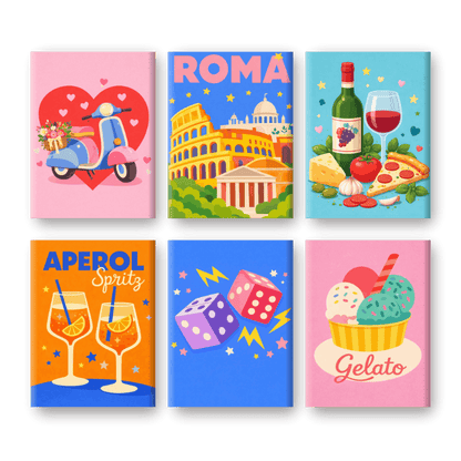 6 Mini Paintings | Kleurrijke Italië Set- Schilderen op nummers