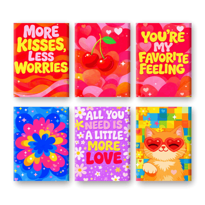 6 Mini Paintings | Kleurrijke Liefdeset- Schilderen op nummers