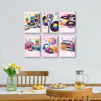 6 Mini Paintings | Kleurrijke Muziek Set