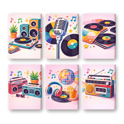 6 Mini Paintings | Kleurrijke Muziek Set