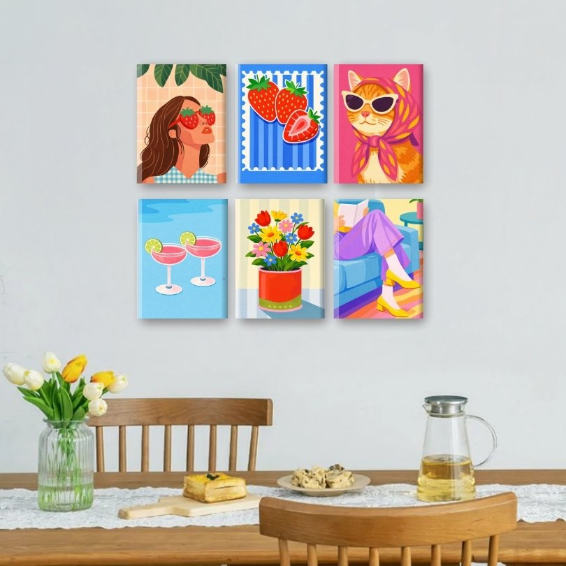6 Mini Paintings | Kleurrijke Stemmingsset