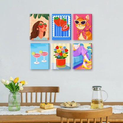6 Mini Paintings | Kleurrijke Stemmingsset