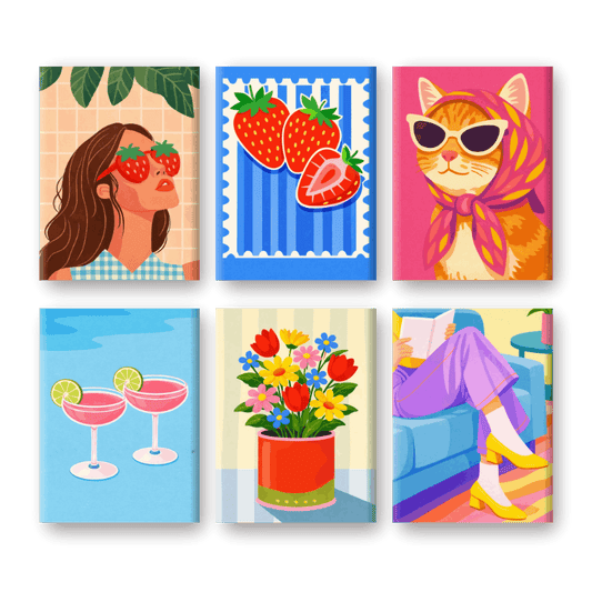 6 Mini Paintings | Kleurrijke Stemmingsset- Schilderen op nummers
