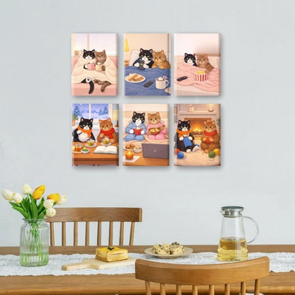 6 Mini Paintings | Gezellige Katten Set