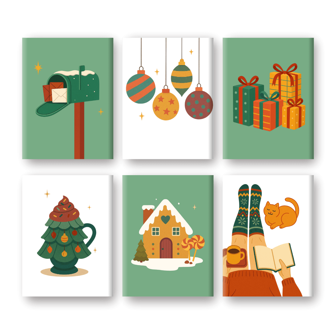 6 Mini Paintings | Gezellige Kerstseizoen Set