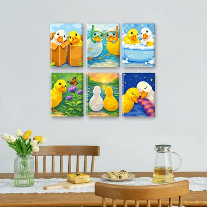 6 Mini Paintings | Schattige Eenden Set