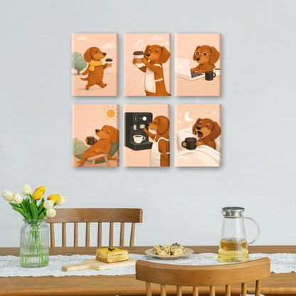 6 Mini Paintings | Teckel Koffieset