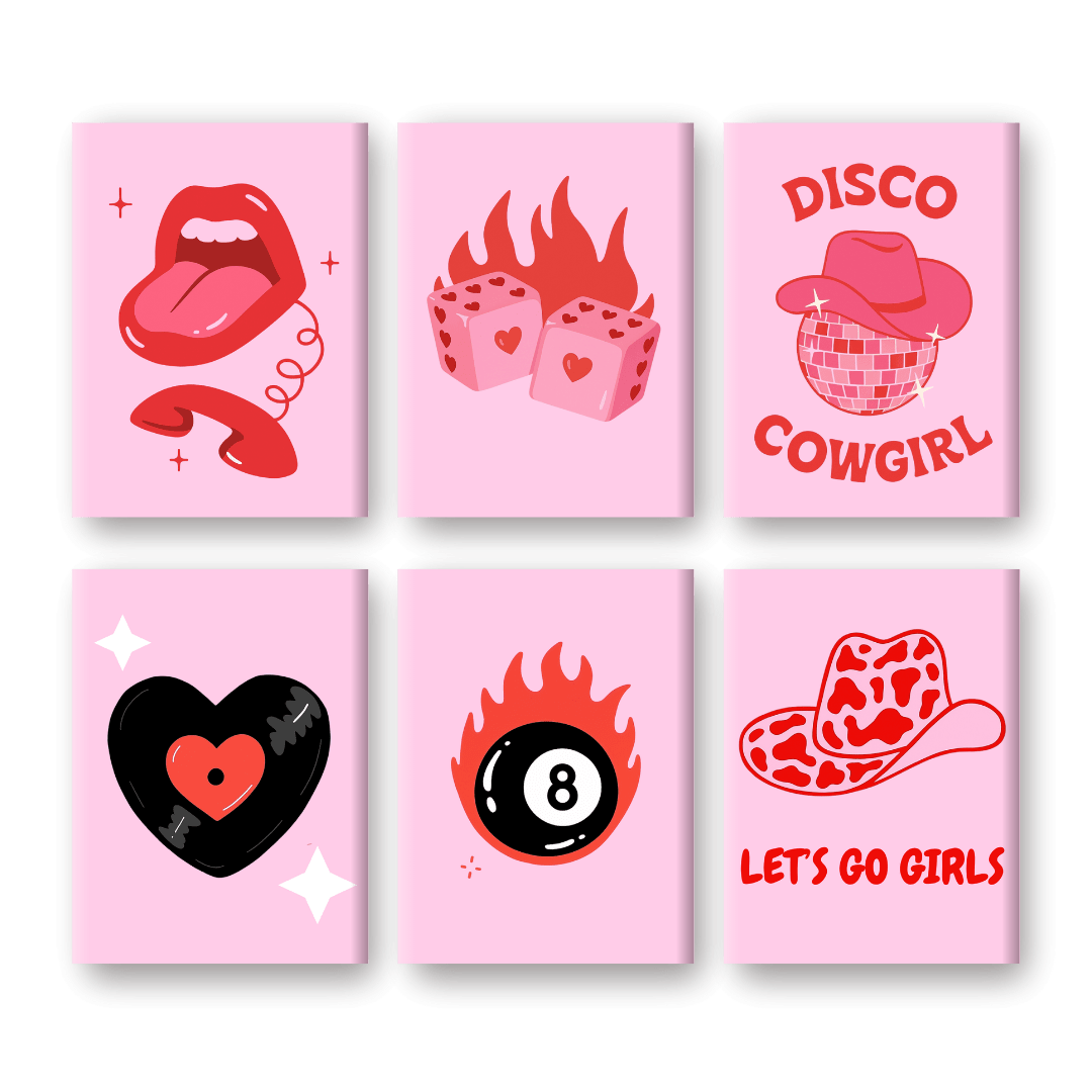 6 Mini Paintings | Disco Cowgirl Set