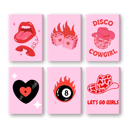 6 Mini Paintings | Disco Cowgirl Set