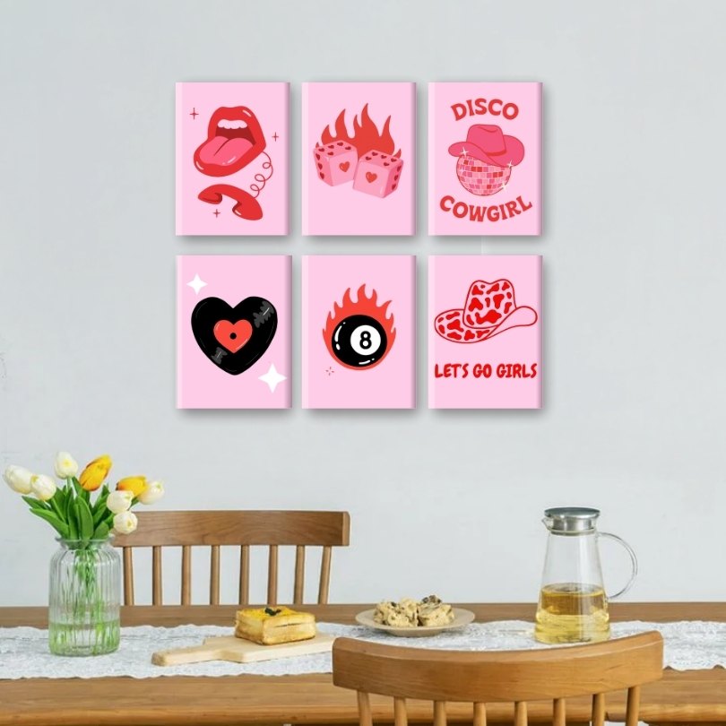 6 Mini Paintings | Disco Cowgirl Set