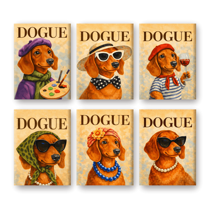 6 Mini Paintings | Dogue Set- Schilderen op nummers
