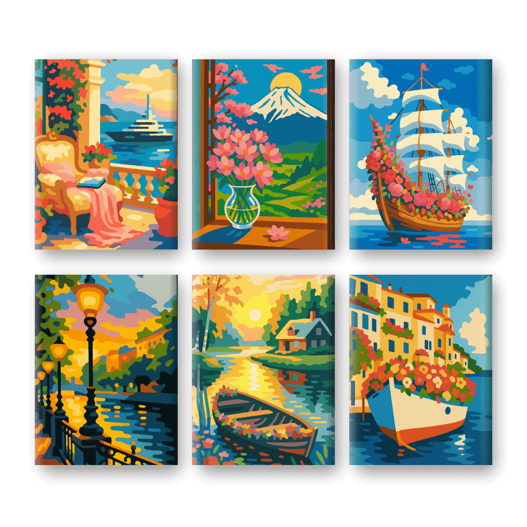 6 Mini Paintings | Droom Bestemmingen Set
