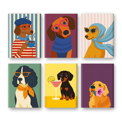 6 Mini Paintings | Chique Honden Set
