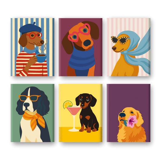 6 Mini Paintings | Chique Honden Set