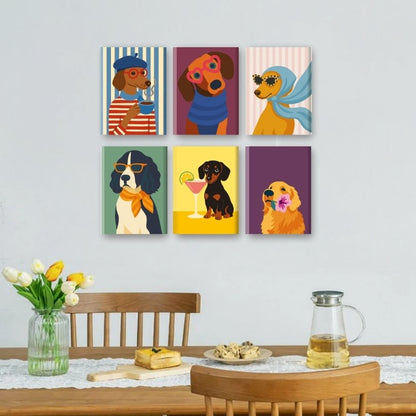 6 Mini Paintings | Chique Honden Set