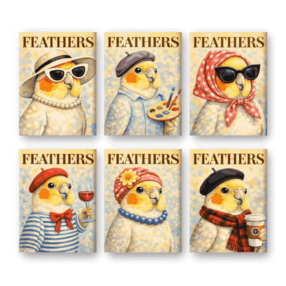 6 Mini Paintings | Feathers Set- Schilderen op nummers
