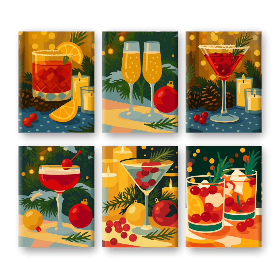 6 Mini Paintings | Feestelijke Cocktails Set