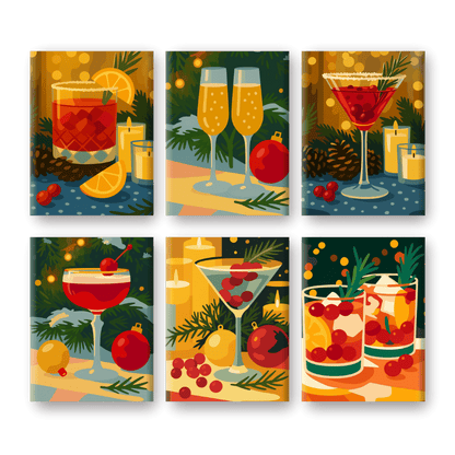 6 Mini Paintings | Feestelijke Cocktails Set