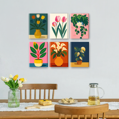 6 Mini Paintings | Bloemen en Planten Set