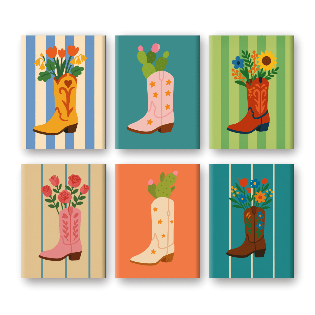 6 Mini Paintings | Bloemen in Laarzen Set