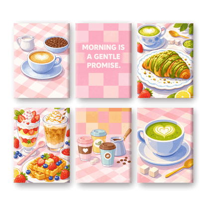 6 Mini Paintings | Zacht Ochtendontbijt Set