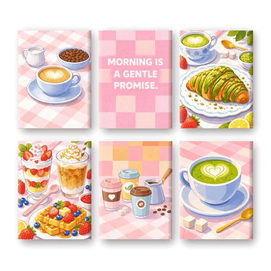 6 Mini Paintings | Zacht Ochtendontbijt Set