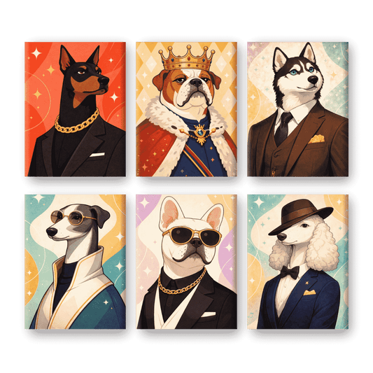 6 Mini Paintings | Gentleman Honden Set- Schilderen op nummers