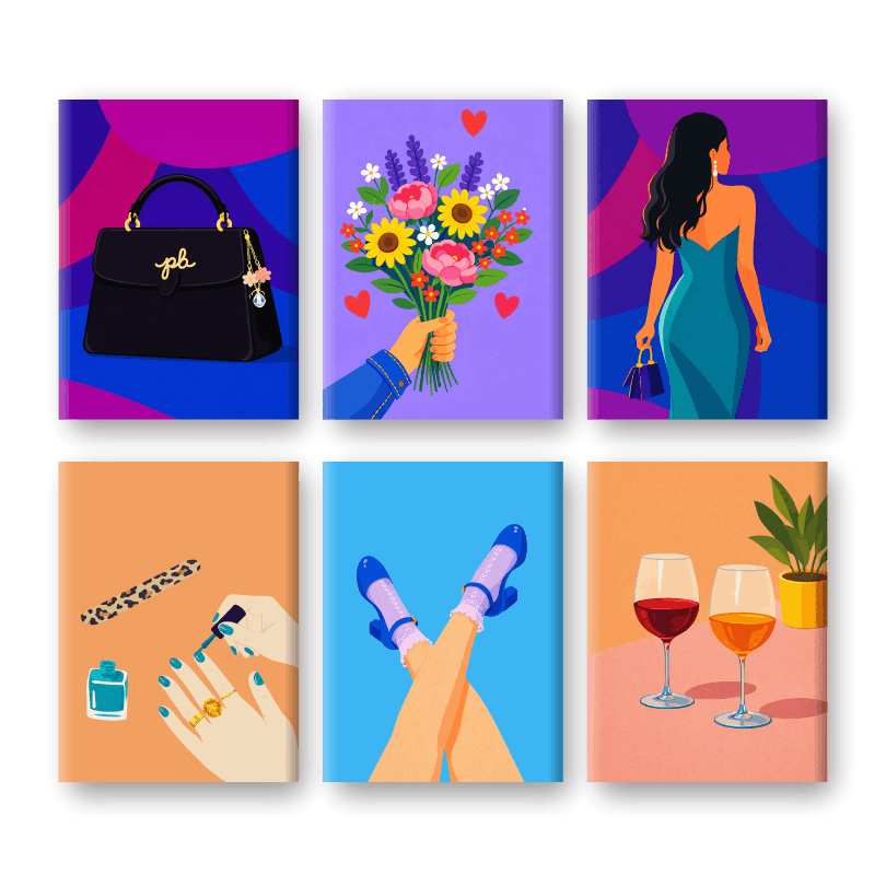 6 Mini Paintings | Glamour & Wijn Set- Schilderen op nummers