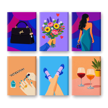 6 Mini Paintings | Glamour & Wijn Set- Schilderen op nummers