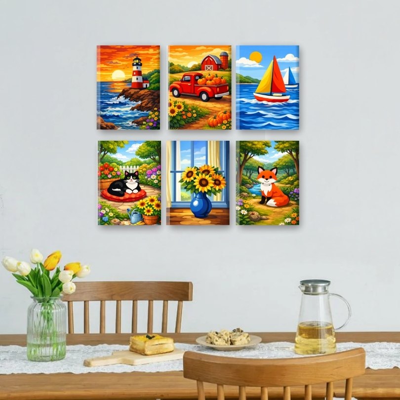 6 Mini Paintings | Prachtige Landschappen Set