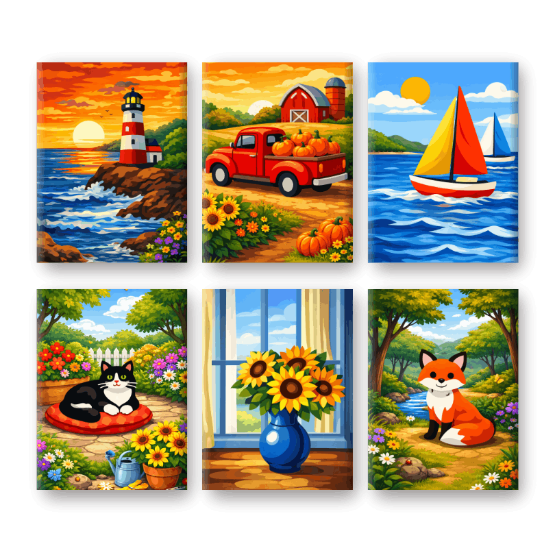 6 Mini Paintings | Prachtige Landschappen Set- Schilderen op nummers