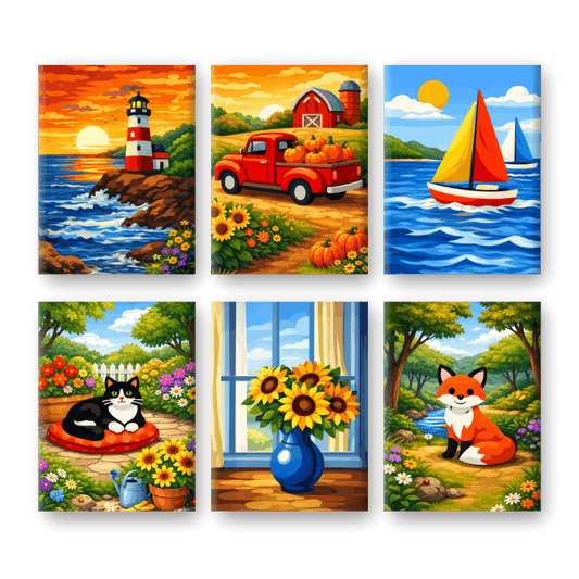 6 Mini Paintings | Prachtige Landschappen Set- Schilderen op nummers