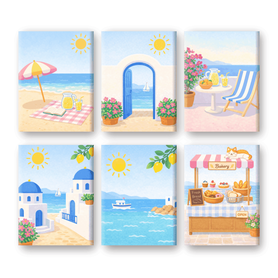 6 Mini Paintings | Griekse Eilanden Set- Schilderen op nummers