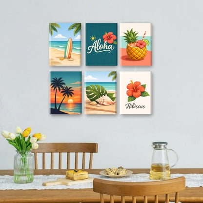 6 Mini Paintings | Hawaiiaanse Aloha Set
