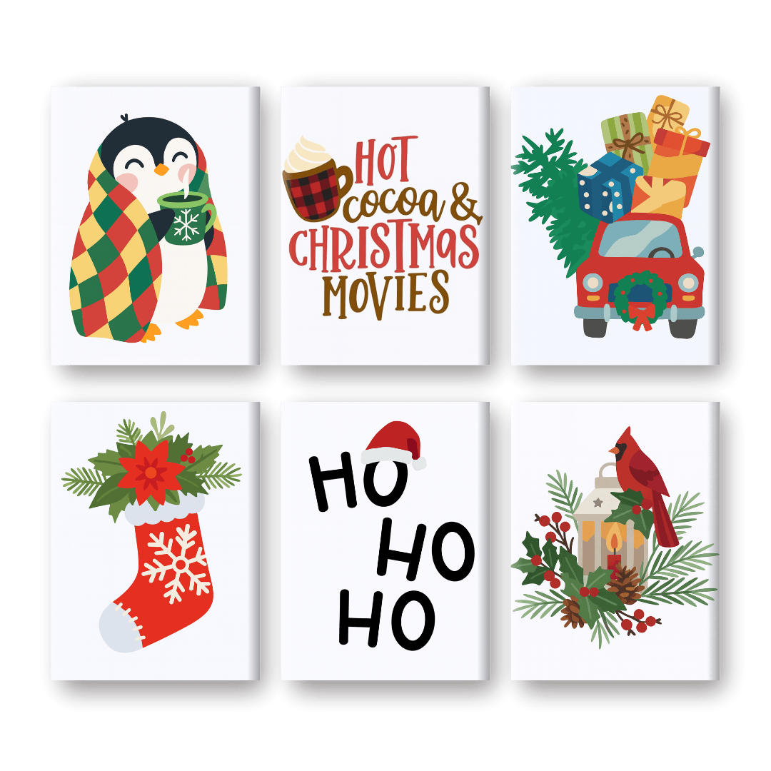 6 Mini Paintings | Ho Ho Ho Kerst set