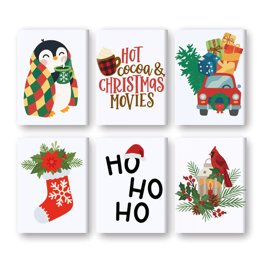 6 Mini Paintings | Ho Ho Ho Kerst set