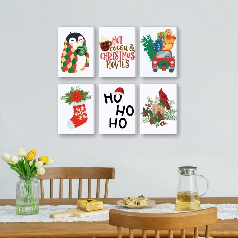 6 Mini Paintings | Ho Ho Ho Kerst set