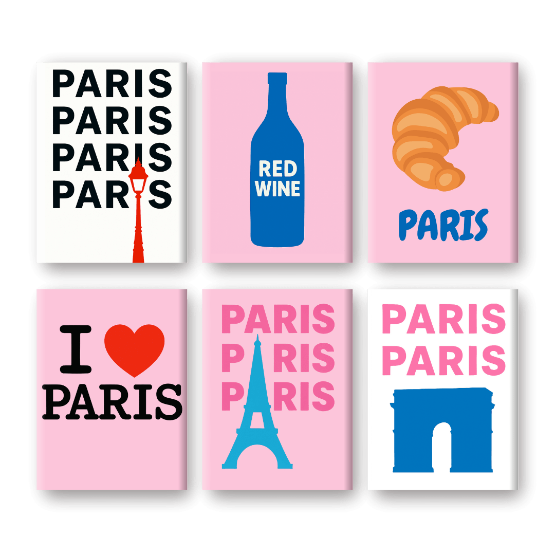 6 Mini Paintings | I Love Paris Set